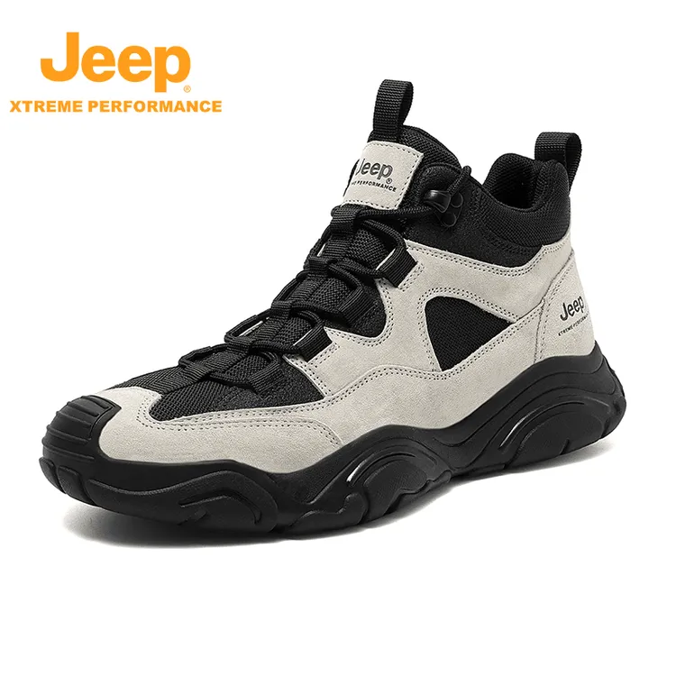 jeep秋冬新款户外徒步登山鞋男士休闲系带防滑耐磨百搭板鞋潮鞋男