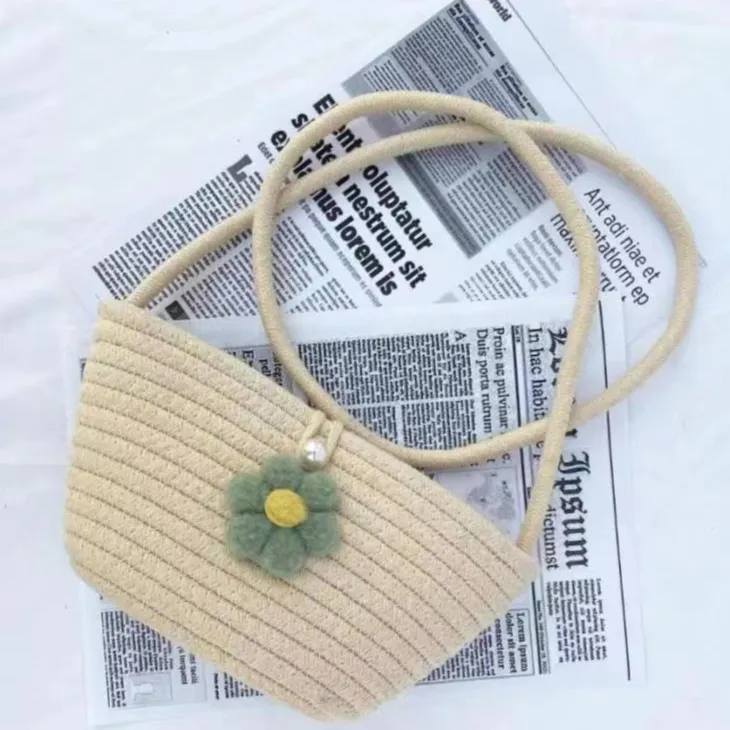 春夏新款ins田园风棉绳斜挎编织草编包洗漱包编织包单肩百搭小包