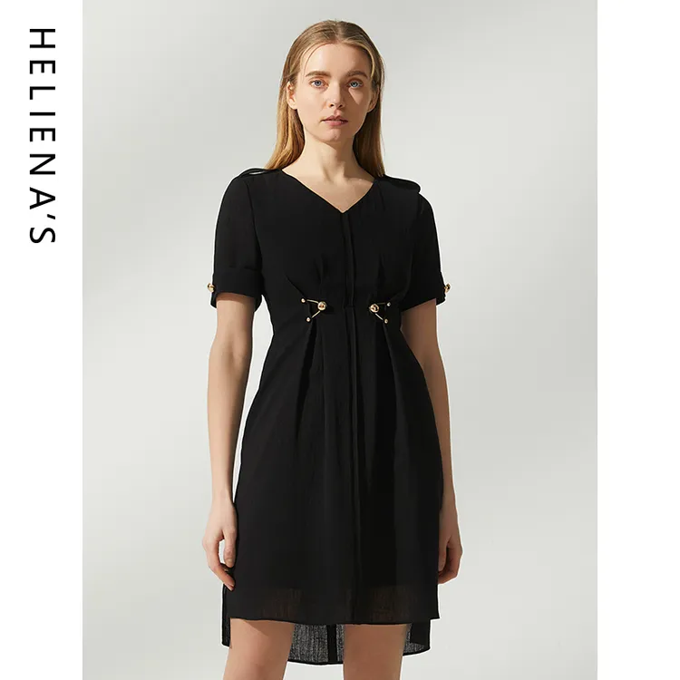 海兰丝奢睿女装商场同款连衣裙时尚收腰设计感连衣裙