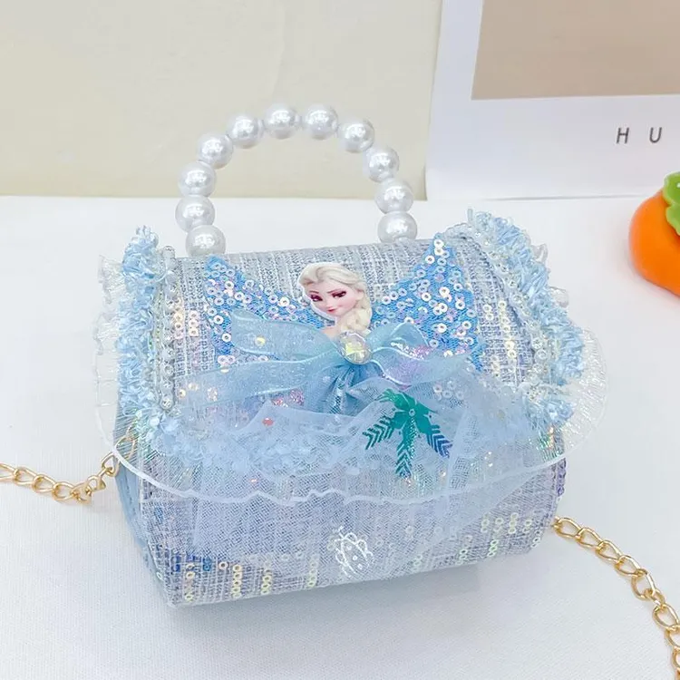 新款洋气网红时尚 小香风艾莎公主包小女孩 可爱手提斜挎包礼物