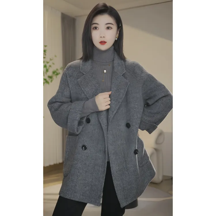 【杨杨专属】大衣宽松外套高级感气质中长款上衣KF20211108双色