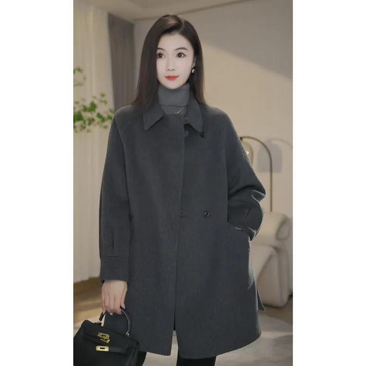 【小北甄选】8484008多色中长款绵羊毛大衣冬休闲高端气质时尚外套