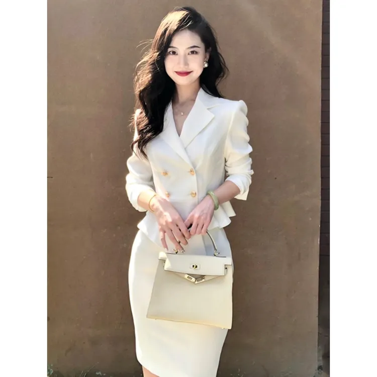 职场轻熟风女装盐系穿搭西装外套半身裙套装两件套气质韩版高级感
