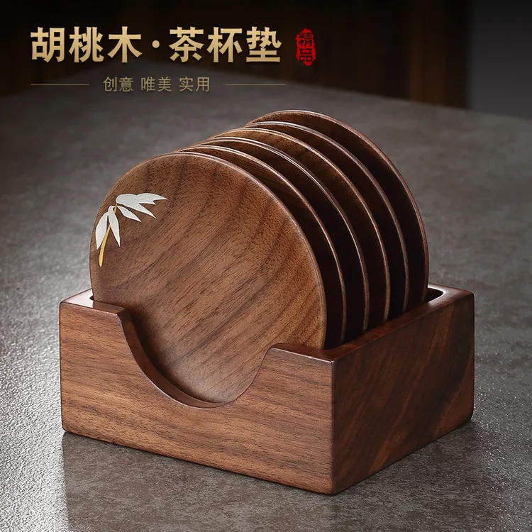 胡桃木茶垫杯垫轻奢高级感功夫茶具配件茶杯托隔热垫中式禅意精致