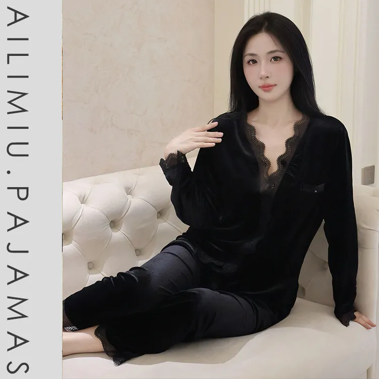 【金丝绒】秋冬睡衣女长袖长裤轻奢高级感家居服两件套显瘦可外穿