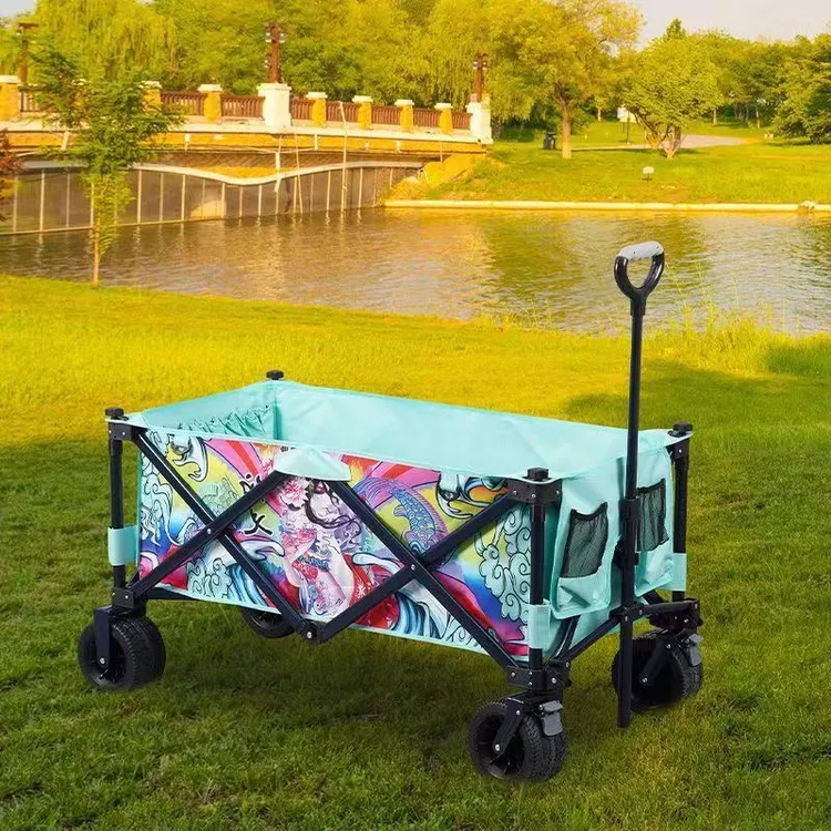 伯义钓鱼拉杆车黑坑专用手拉车折叠大号户外野营车搬运拖车营地车