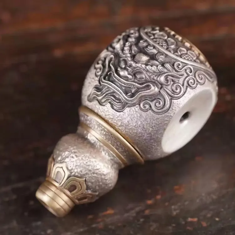 925 DIY 文玩三通分体佛头阿摩罗经典款妙吉祥三通佛头珠串