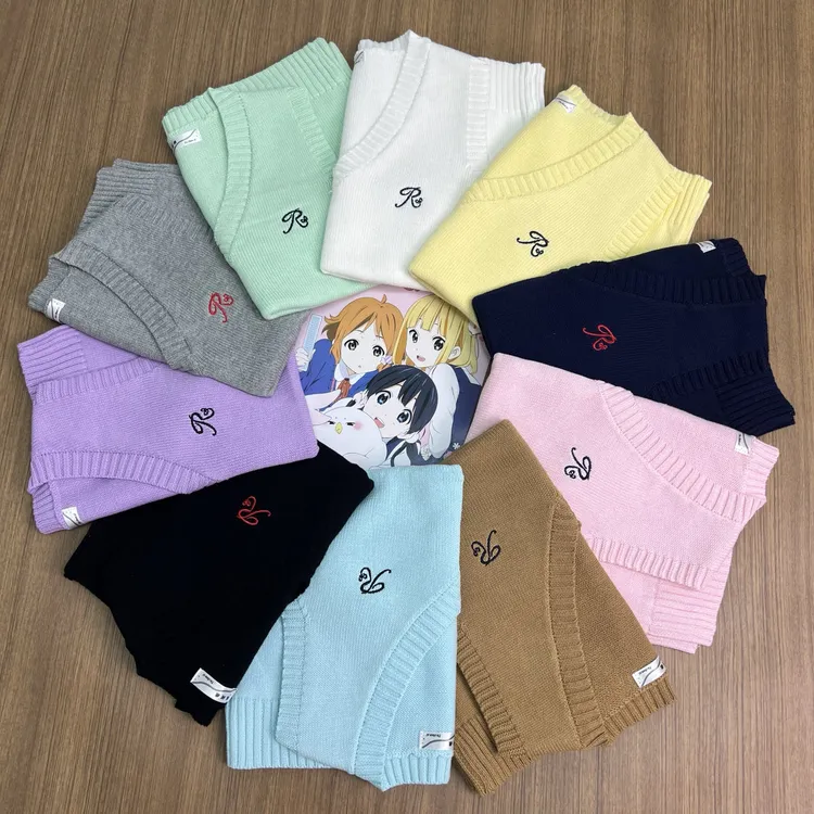兔纯希【花神】原创jk马甲正版刺绣针织毛衣日系校供秋冬棉质背心