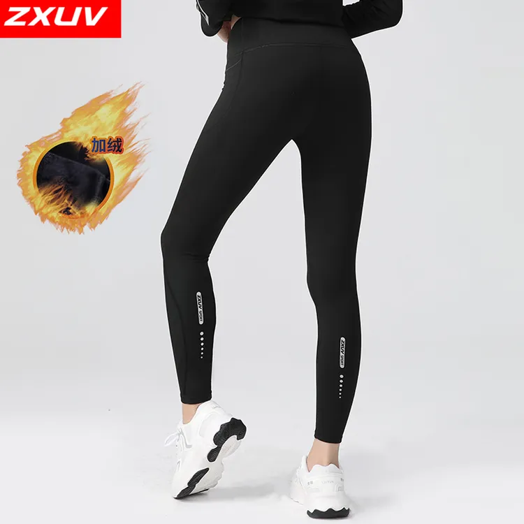 ZXUV男189女2305瑜伽紧身加绒保暖跑步裤后腰可放手机外穿打底穿
