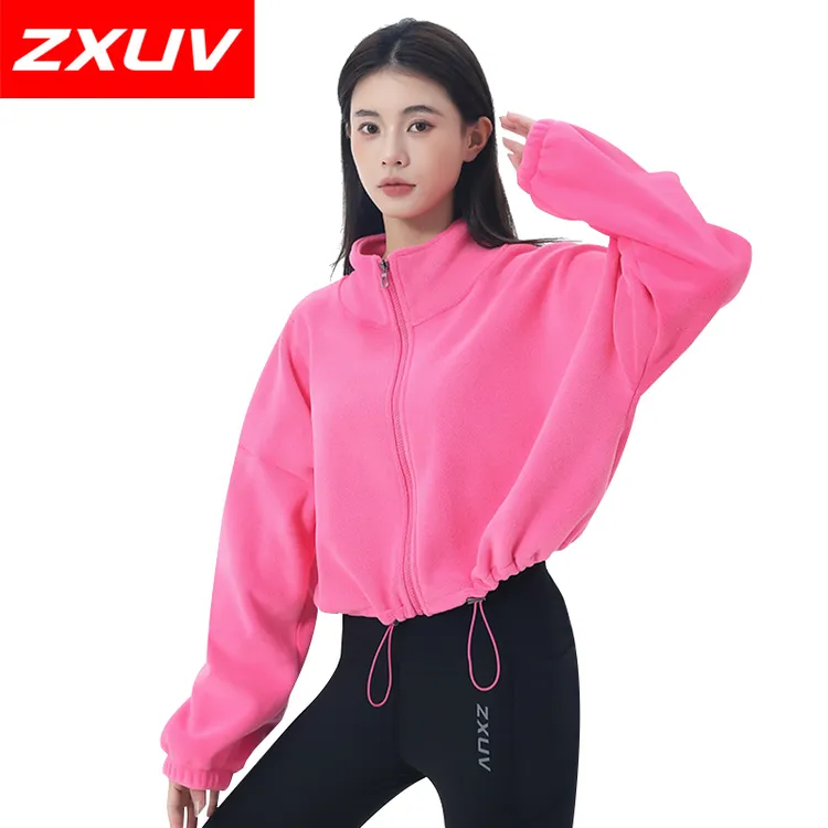 ZXUV7107秋冬运动外套双面绒保暖加高领防风保暖下摆可跑步外套
