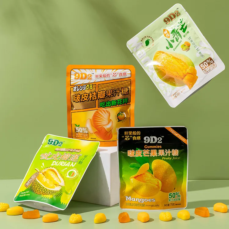 【啵皮系列软糖】剥皮9D啵皮芒果榴莲桔瓣青芒果味好玩扒皮酸甜口味