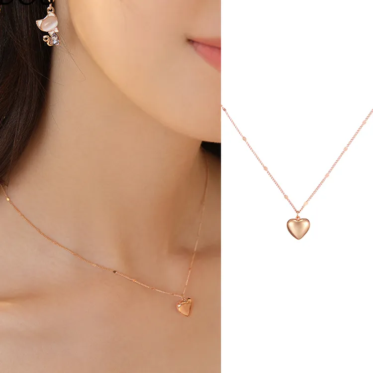 合金项链 阿吉豆玫瑰金细巧爱心星光吊坠女小众显白项链锁骨链