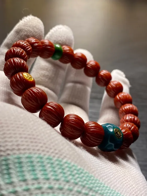 玉华包浆天尊土豪911猴头核桃手串带标带配饰男女款文玩老串11mm