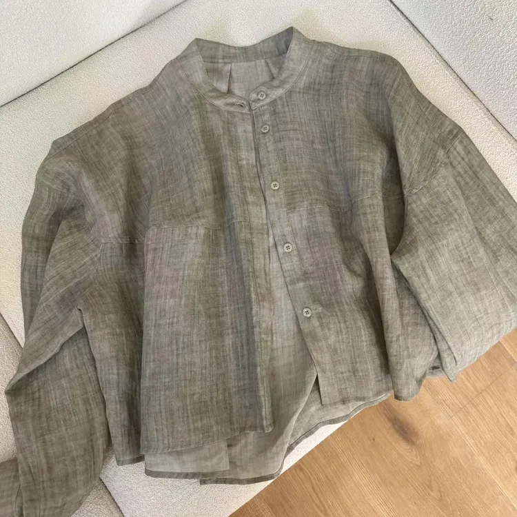 KEKE【光似星辰】天丝苎麻夏季薄款休闲百搭长袖衬衫女上衣0508