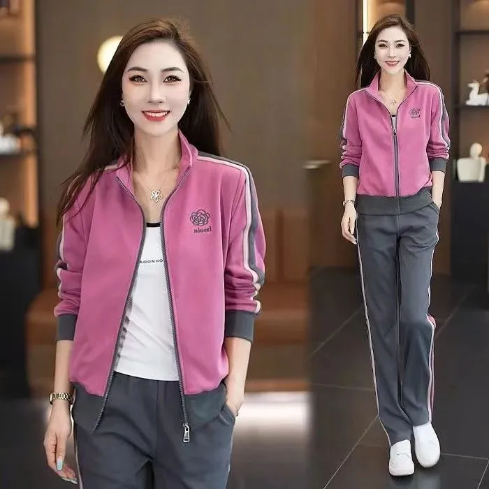 中老年妈妈装洋气春秋季新款休闲运动服套装女时尚减龄遮肚两件套