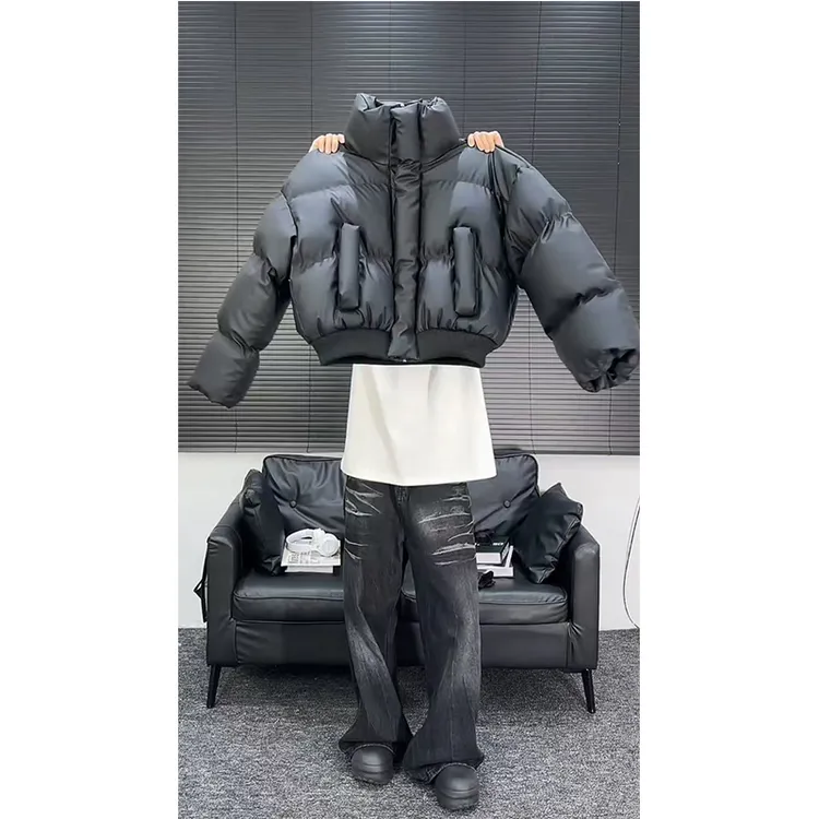 晋江pu皮棉服男冬季加厚保暖棉衣外套cleanfit美式立领短款面包服