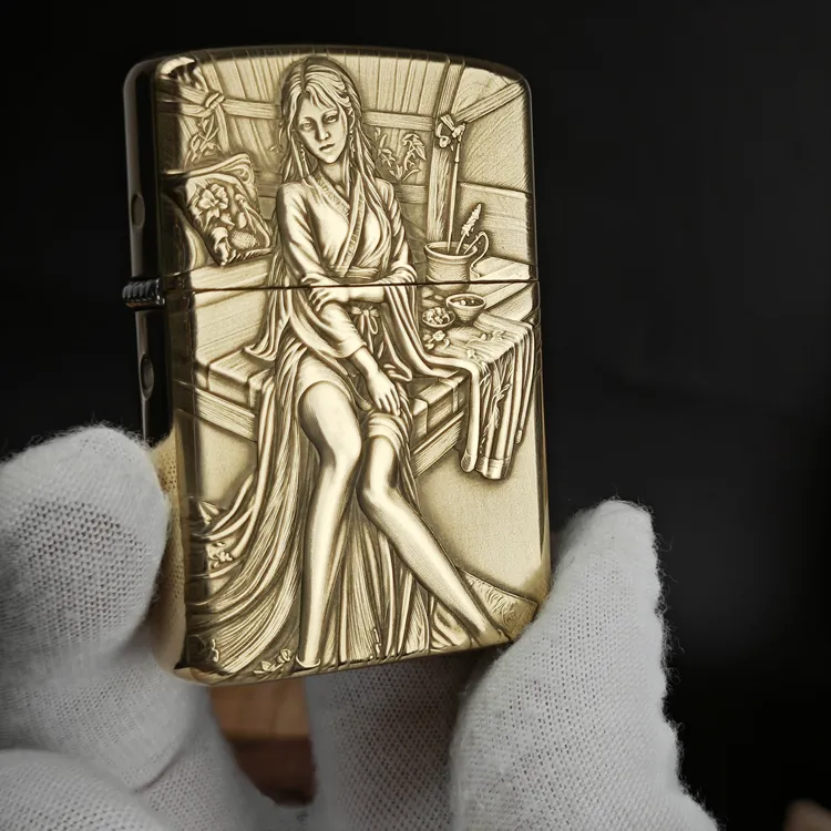 佐罗加厚盔甲纯黄铜煤油打火机902S立体浮雕个性定制男士礼物