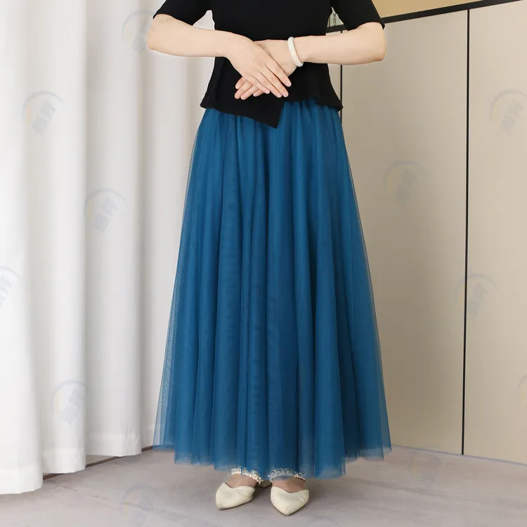 春季显瘦半身裙大摆裙网纱裙垂感百搭仙女裙夏季高腰时尚长裙成人