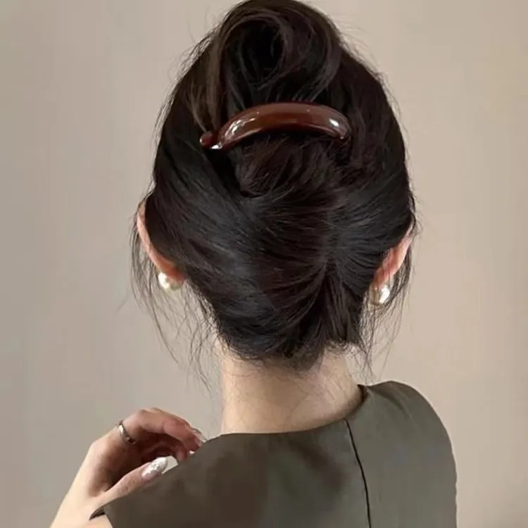 复古香蕉夹女2024新款发夹高端后脑勺一字夹盘发神器固定横夹发卡