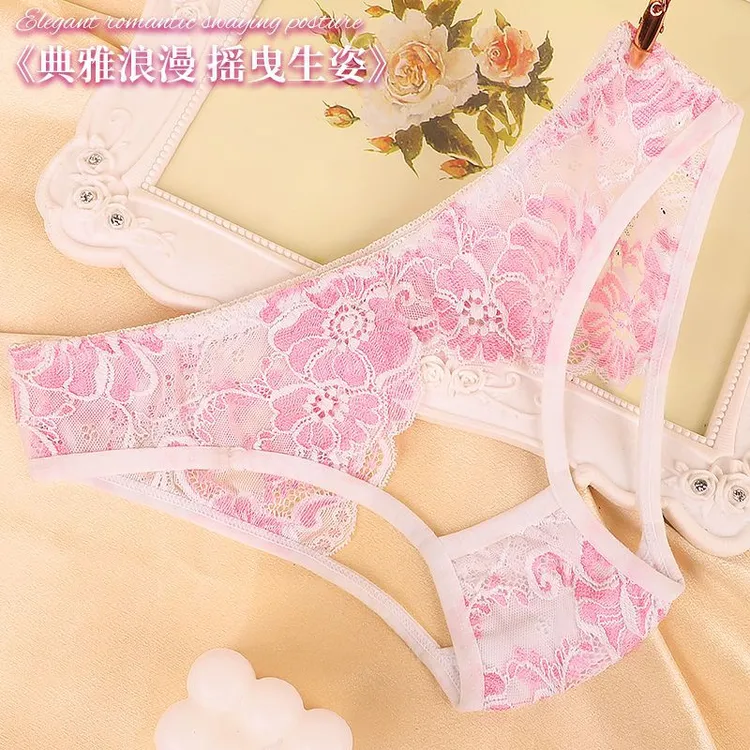 内裤女性感蕾丝镂空透气棉裆纯欲风诱惑火辣低腰胖mm大码女士短裤