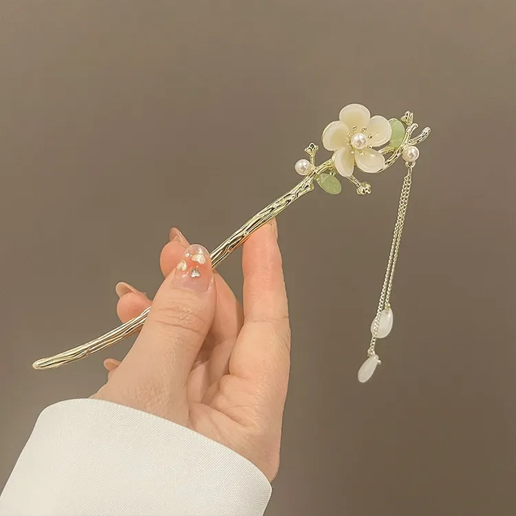 玉兰花发簪古风簪子汉服头饰女旗袍发饰流苏簪子花朵钗子步摇玉簪