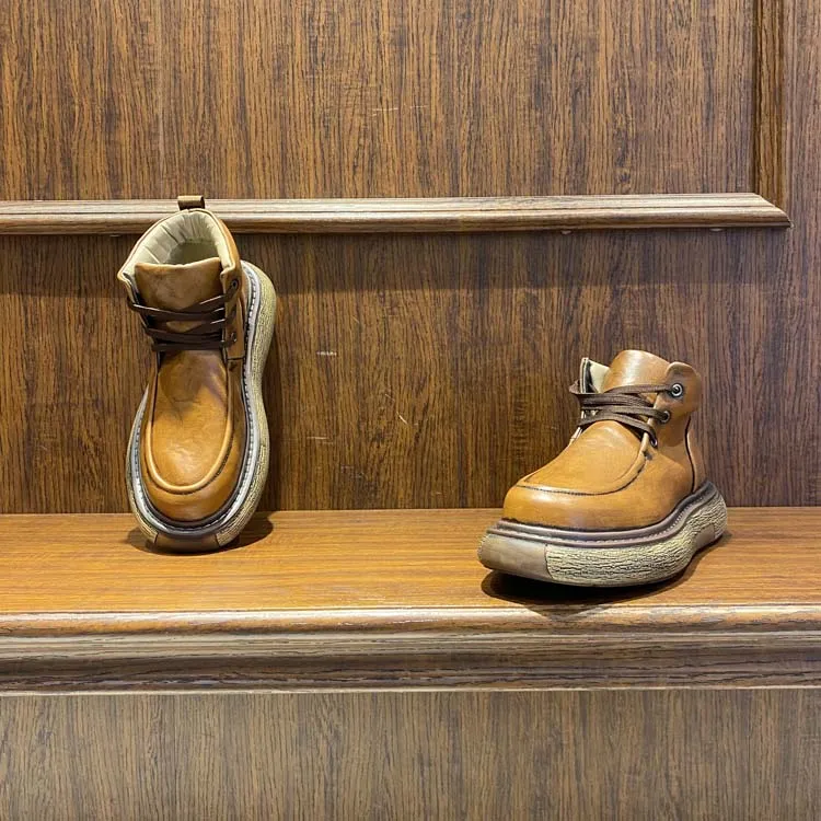 美式马丁靴男2024秋冬新款纯色系带高帮纯色工装靴百搭厚底男