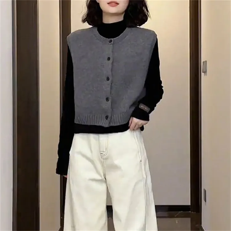 韩版减龄气质套装女2025秋季新款修身长袖T恤针织开衫马甲两件套