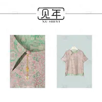 见年【霓虹】新中式国风圆领短袖高级感衬衫上衣F8221