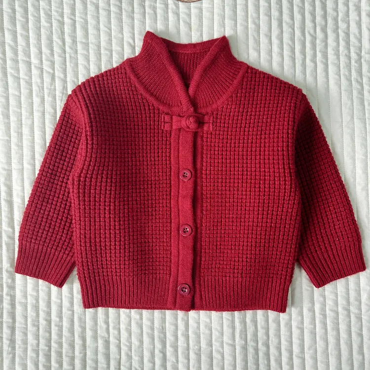 女童亲子毛衣秋冬新款男童装洋气圣诞新年打底衫儿童红色针织衫L6