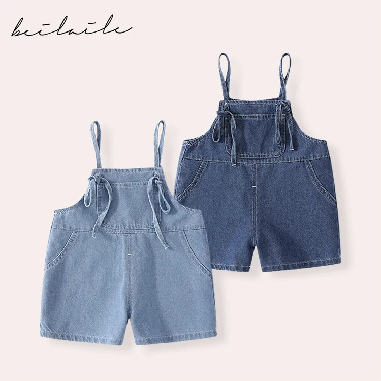 【吊带口袋短裤 小乐妈咪】宝宝背带裤女童牛仔裤小婴儿吊带裤儿童