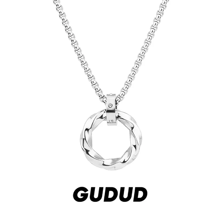 钛钢吊坠 恋与深空祁煜同款圆环莫比乌斯项链男士简约百搭毛衣链