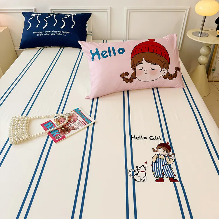 纯棉床笠单件全棉床罩席梦思床垫保护套防尘罩学生宿舍刺绣