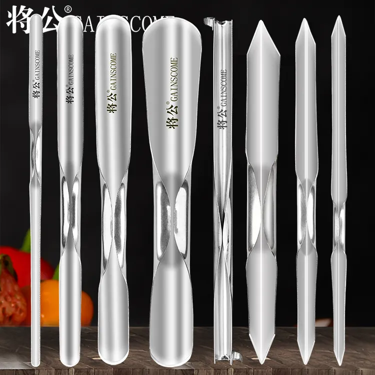 将公双头不锈钢厨房蔬果雕刻戳刀U型V型大中小雕花刀免磨锋利挑环