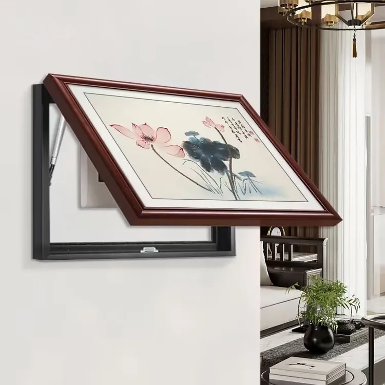 新中式荷花电表箱装饰画免打孔遮挡餐厅开关电表盒配电箱电闸挂画