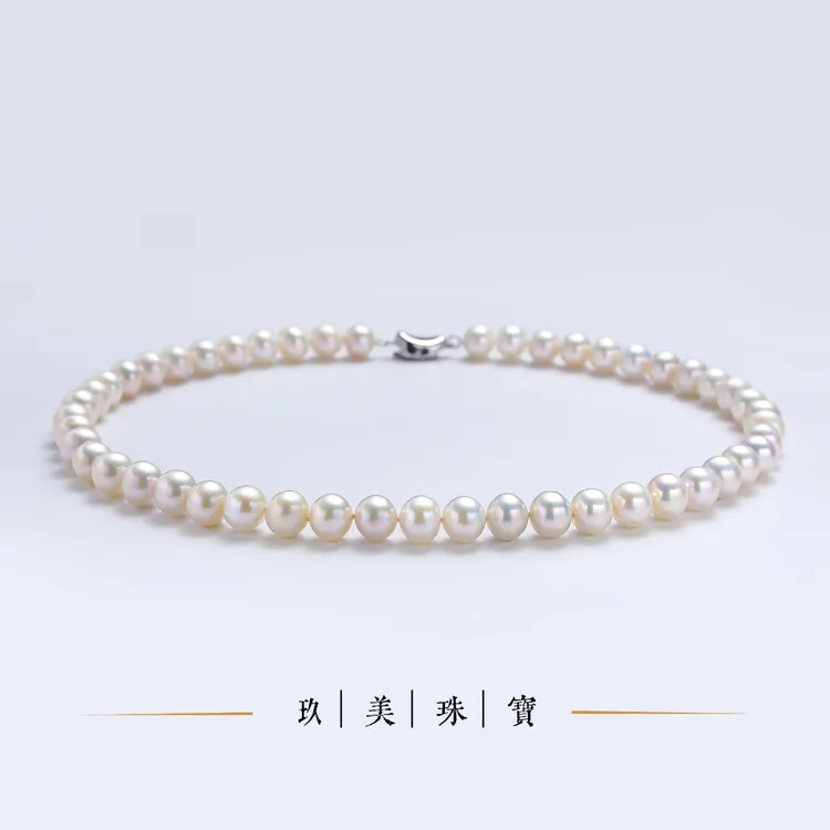 【玖美珠宝】淡水无核天然珍珠项链 近圆7-8mm 经典素款精致3A正品