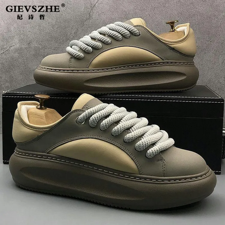 GIEVSZHE/纪诗哲欧洲站男鞋厚底小白鞋夏季舒适软底运动休闲鞋时