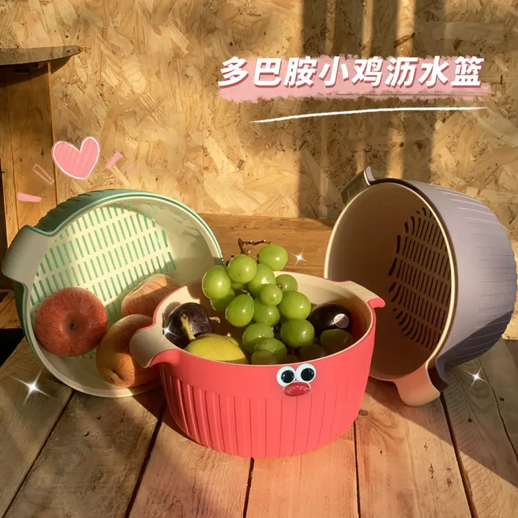 双层洗菜盆沥水篮新款厨房多功能水果篮高颜值水果盘客厅家用菜篮