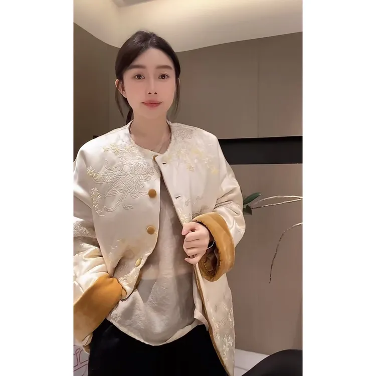 ZHUIMU.【花的传说】新中式国风重工刺绣拼色棉外套ZM7855