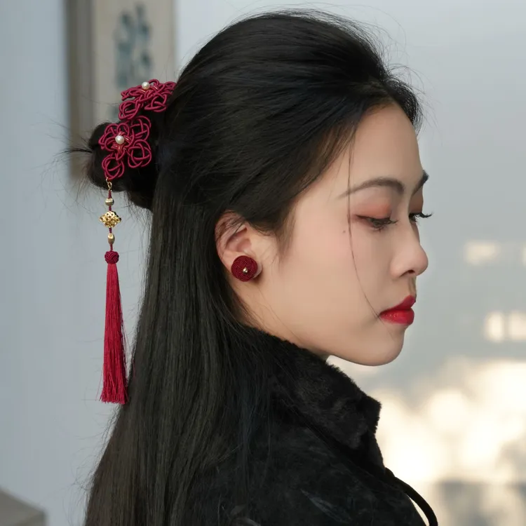 吾珥 双全系列·发钗/WEFZ105 原创设计新中式国风红色金钱结新年