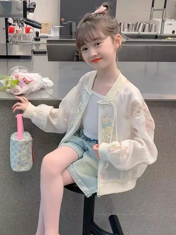 女童夏装新中式防晒衣2025新款女童夏季防晒服民族中国风薄款外套