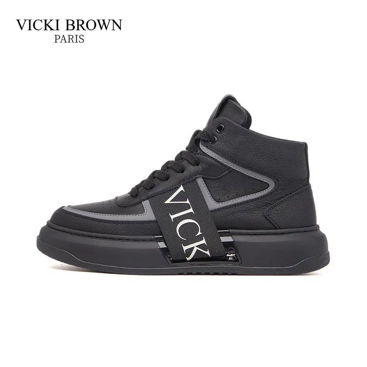 VICKI BROWN轻奢品牌时尚男鞋 新款秋冬男士高帮鞋百搭增高休闲鞋