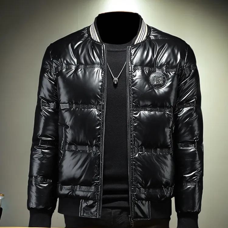 哈曼勒拿羽绒服男士秋冬新款立领亮面白鸭绒休闲潮流短款羽绒外套