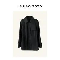 LAJIAO TOTO【小皮风衣】高级感休闲气质中长女真皮皮衣外套#1888