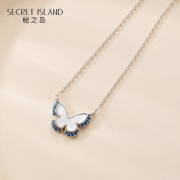 坠链均925银 白色气质素款项链甜酷辣妹百搭简约时尚链坠仙女款