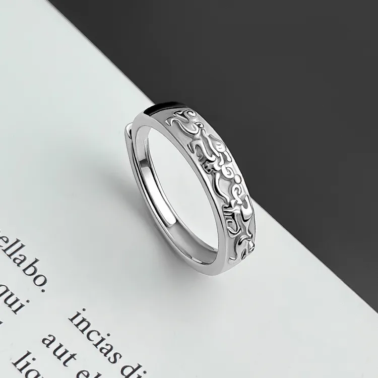 合金戒指 男貔貅小众食指单身戒高级感开口个性ins冷淡风时尚百搭