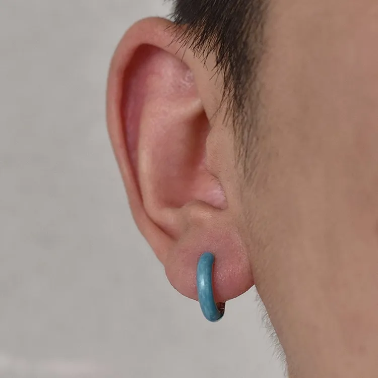 合金耳饰 蓝色纹耳环轻奢小众潮流时尚百搭欧美设计ins男女款耳圈