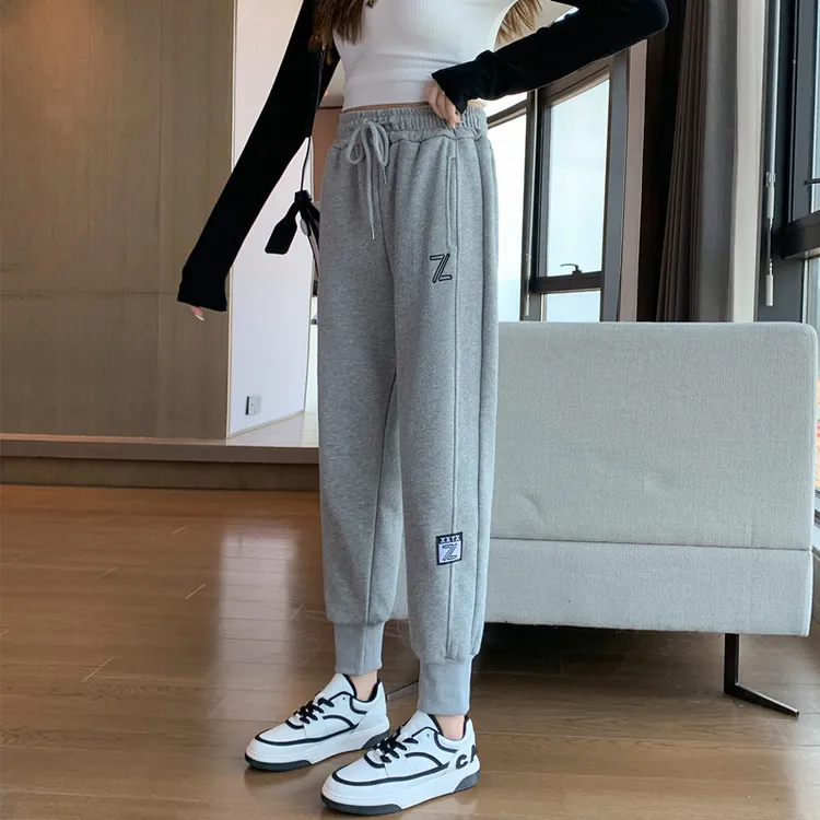 运动裤女2023新款春秋薄款宽松百搭束脚裤时尚哈伦休闲裤显瘦洋气
