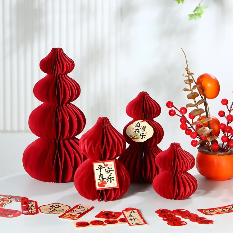 乔迁搬家入宅新年装饰品折叠纸葫芦红色新中式乔迁之喜仪式布置
