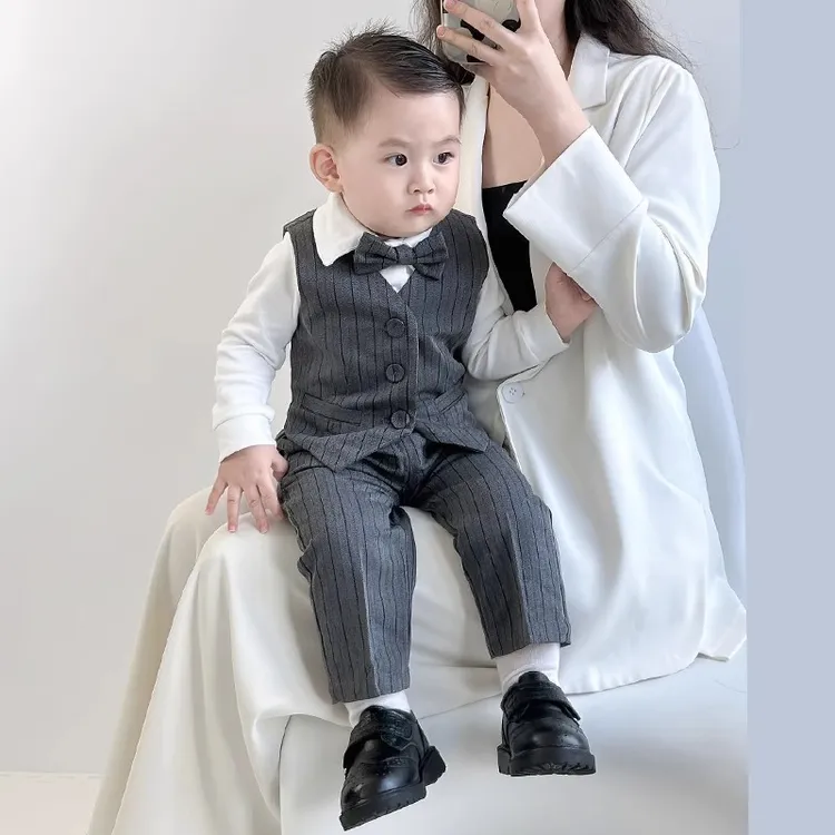 宝宝周岁礼服2024新款儿童西装套装英伦风男童生日西服花童小西装