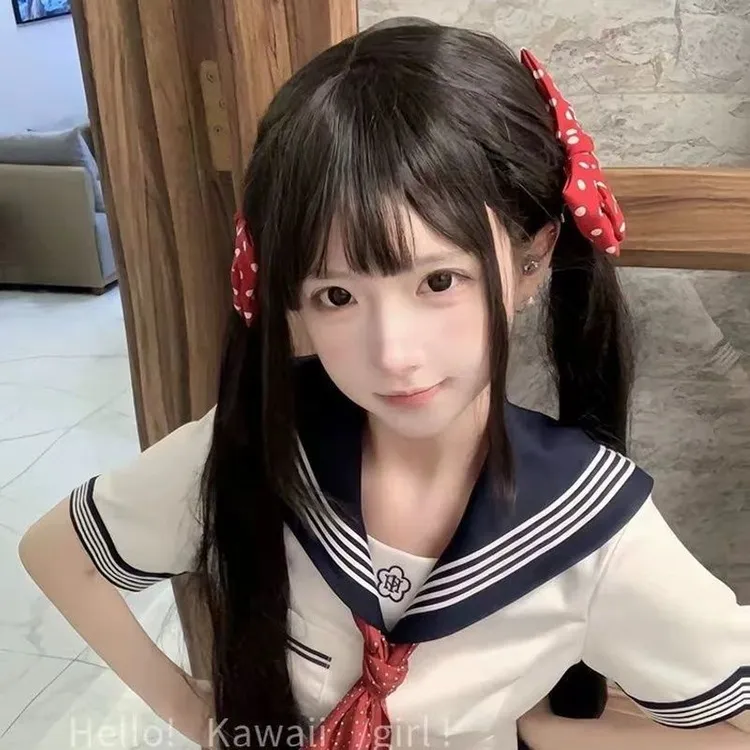 日系少女红色波点蝴蝶结对夹元气感大号发夹可爱jk制服高级感发饰